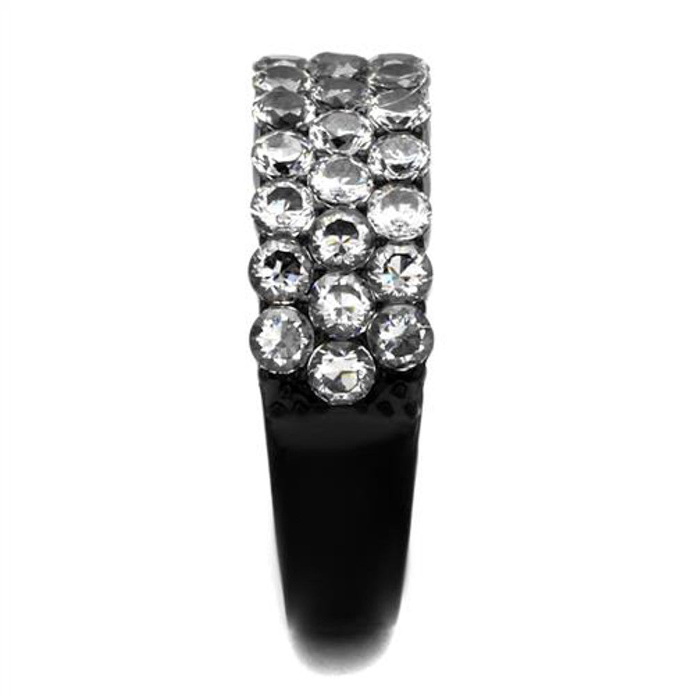 ARTK2277 Stainless Steel 2.4 Ct Zirconia Black Ion Plated Fashion Ring Women's Sz 5-10